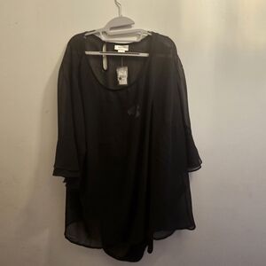 New! Alyx Blouse Black Layered Chiffon Flutter Sleeve 26/28